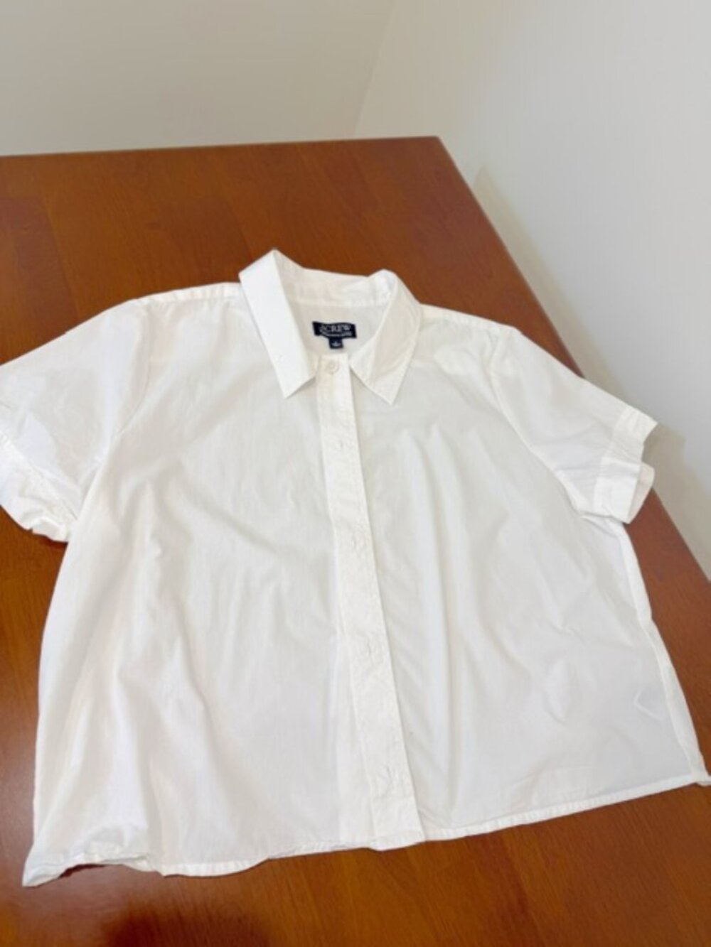 J Crew White Cropped Cotton Button-Down Shirt Size 16